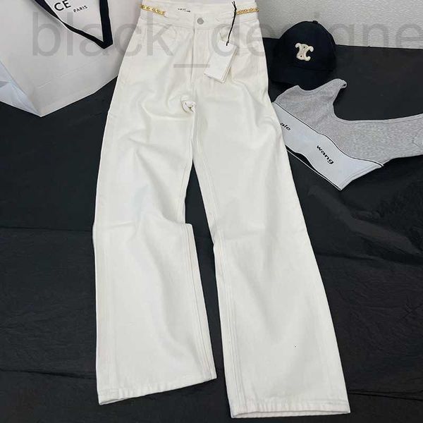 Damenjeans-Designer Shenzhen Nanyou Correct Edition CE Home 2023 Frühjahrsneue hohe Taille Slim White Straight Leg Wide Pants LRC5