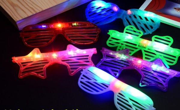 Glow Sunglass Chlidren Adultos Natal Halloween Shutter Shades LED Light Up Piscando Piscando Óculos Óculos de Sol Festa Atmosfera P8239734