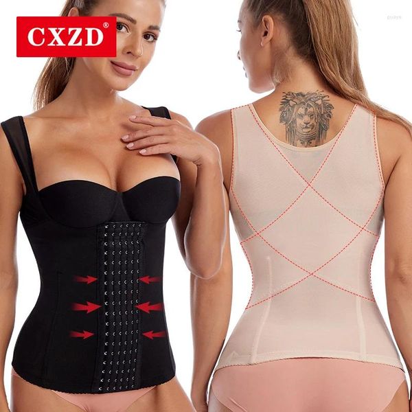 CXZD Donna Body Sculpting Gilet Push Up Shaper Collant Corsetto Vita Allenamento Modellante Intimo Sottile Rete Traspirante Shapewear