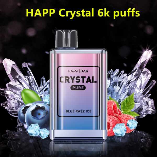 Оригинальные вейпы happ bar Crystal 7000 Puffs Одноразовые электронные сигареты Vape Pen 12 мл Стручок 1500 мАч Аккумулятор Китай Аутентичные оптовые вейперы desechable puff 7K