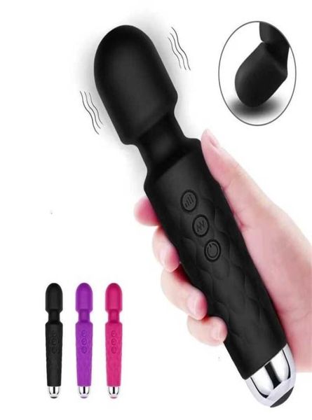 Brinquedo sexual massageador 20 modos pessoal sem fio recarregável poderoso portátil mini av brinquedo adulto vibrador varinha massageador8120012