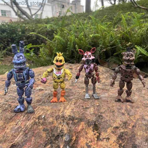 Die Action-Spielzeugfiguren 14 cm FNAF Luminous Bonnie Bear Foxy Chicago Freddy Movable fügt den PVC-Action-Charaktermodellen Q240313 animierte Charaktere hinzu