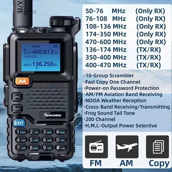 Walkie Talkie Quansheng UV 5R Plus Walkie Talkie Portátil Am Fm Rádio bidirecional Comutador Estação VHF K5 Receptor Ham Wireless Set Long RangeL2403L2403