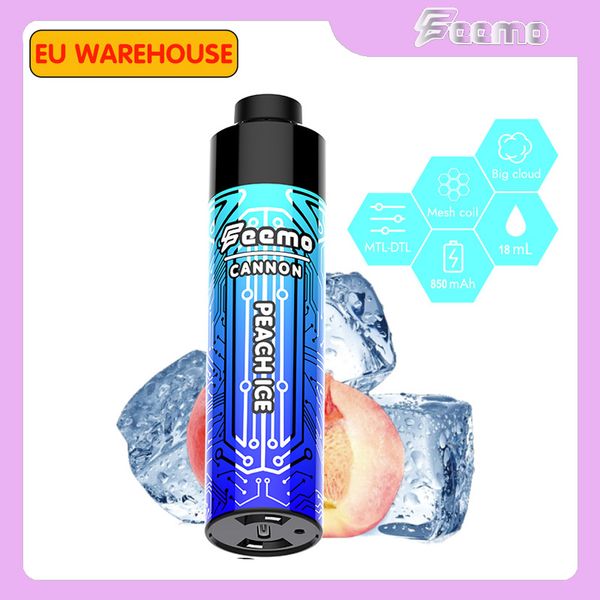 Origine Puff monouso Big Cloud Feemo Cannon DTL Puff 10K 18ML cavo vaper type-c con flusso d'aria da 0,5ohm Bobina a rete preriempita regolabile Batteria di ricarica da 850 Mah