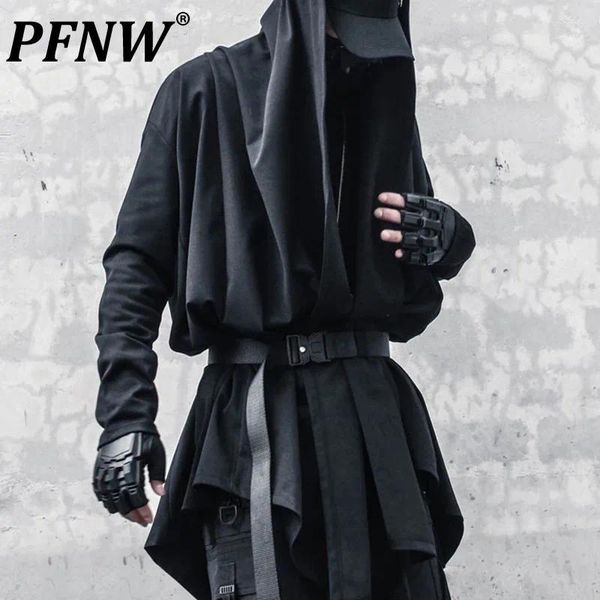 Casacos de Trench Masculinos PFNW Darkwear Nicho Design Estilo Médio Comprimento Wizard Personalidade Gótica Primavera Outono Cardigan Masculino Jaquetas Chiques 12Z4180