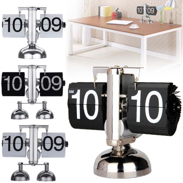 Relógio digital automático flip retrô estilo vintage para baixo metal único suporte duplo relógio de mesa decoração de casa y200407341u
