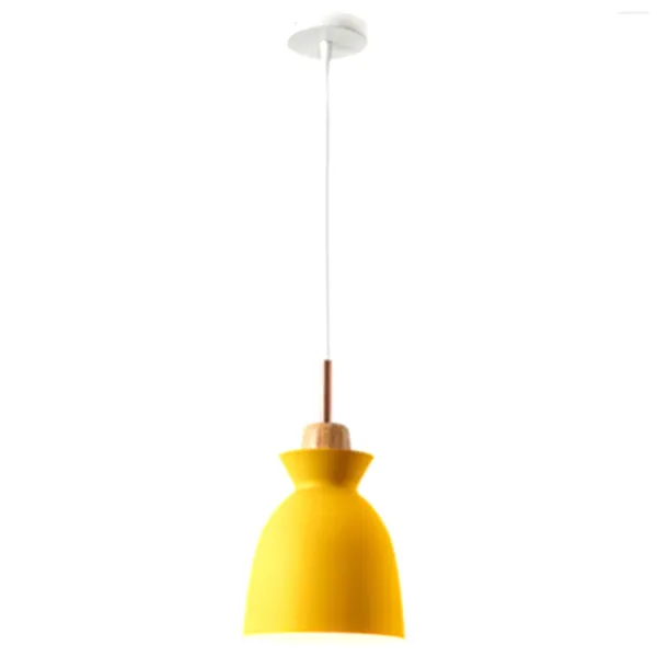 Lampade a sospensione Lampadario a testa singola in ferro battuto in legno Paese americano Moderno e minimalista Soggiorno Illuminazione domestica (Giallo)