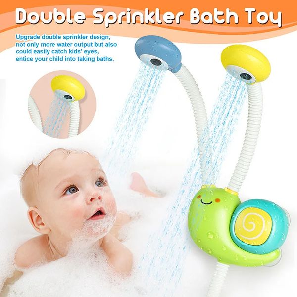 Kinder Badezimmer Elektrische Doppel-düse Bad Spielzeug Wasser Spiel Schnecke Dusche Cartoon Baby Dusche Spray Wasser Kleinkind Spielzeug 240228