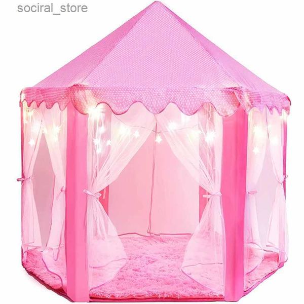 Spielzeugzelte Kinder Zelt Spielzeug Ball Pool Mädchen Prinzessin Rosa Schloss Zelte Kleine Spielhäuser Für Kinder Tragbare Baby Outdoor Spielen Zelt Bällebad L240313