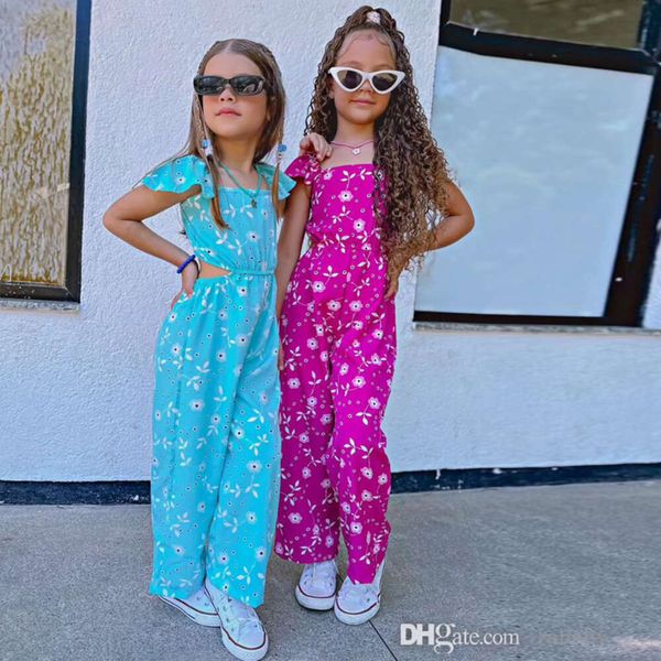 Kinder Kleidung Baby Mädchen Overall 2024 Sommer INS Mode Rüschen Rand Offene Taille Overalls Lose Gerade Bein Hosen Kinder körper Anzug Outfits