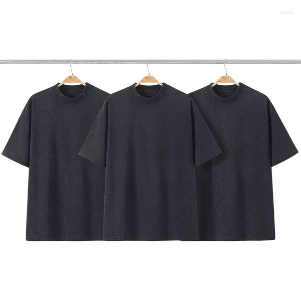 Magliette da donna Stile 23SS intarsiato con camicia di diamanti Uomo Donna 1:1 Magliette nere Top T-shirt