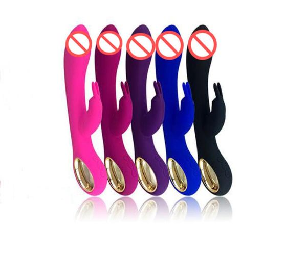 Tavşan Vibratörler Çift Kafa USB Şarj Edilebilir GSPOT Vibratör 10 Hız Sihirli Değnek Masaj Klitoral Stimülatör Yetişkin Seks Oyuncakları Colo8576248