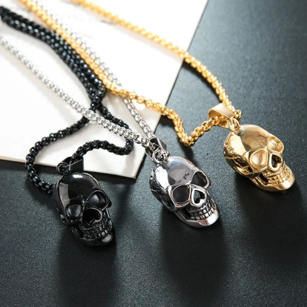 Colares de aço inoxidável jóias acessórios góticos corrente masculino medalhão festival presente de halloween crânio titânio aços punk hip-hop ll