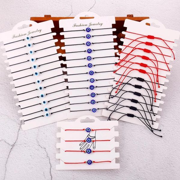 Charm-Armbänder, 4 Stück, 12 Stück, böses türkisches Glücksauge-Set für Frauen, handgefertigt, geflochten, rot, schwarz, Seil, Schmuck, Freundschaft