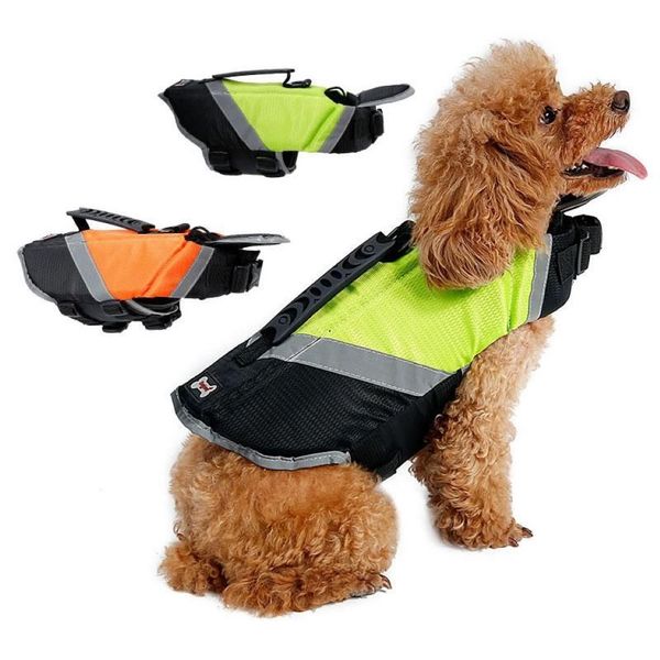 Hundebekleidung Reflektierende Schwimmweste Sommer Sicherheit Haustier Schwimmjacke Mantel mit zusätzlicher Polsterung für große kleine mittelgroße Hunde293T