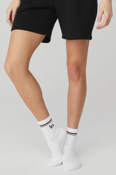 Shorts ativos LO Yoga Algodão Esportes Meias Quatro Estações Desodorante Preto e Branco Longo Lazer Com Logotipo