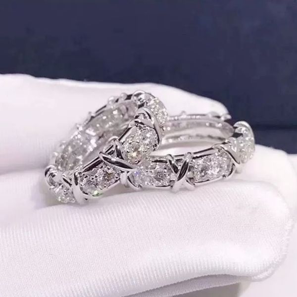 Klassische 925 Sterling Silber Kreuz Tansanit Paar Ringe Ewige Band Hochzeit Ringe für Frauen Männer Edlen Schmuck Großhandel