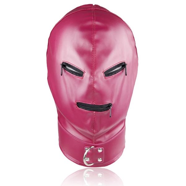 Giocattoli erotici per adulti per coppie Bodage in pelle Cappuccio Cerniera Copricapo Maschera Giochi di sesso BDSM Donne Slave Restarints Cosplay strumenti del sesso