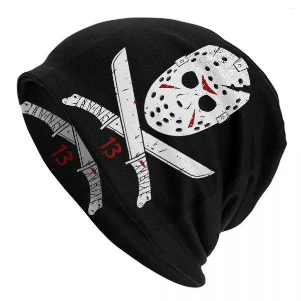 Berets Horror Film Charakter Killer Skullies Beanies Caps Unisex Winter Strickmütze Erwachsene Halloween Film Motorhaube Hüte Outdoor Ski Cap