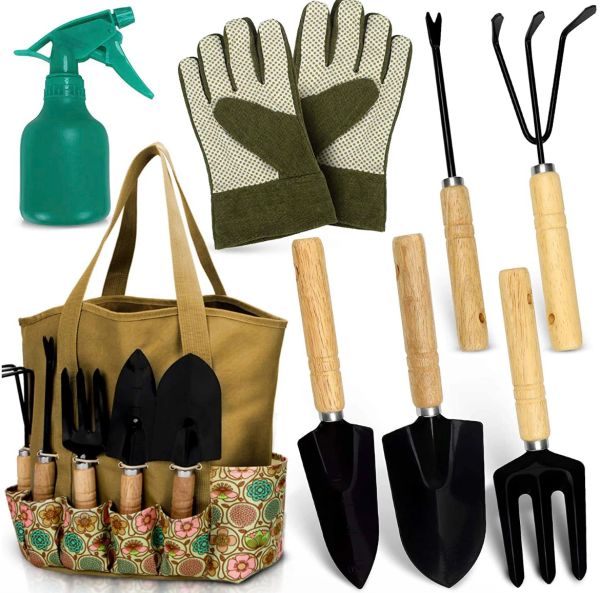 Kit Set attrezzi da giardinoManico in legno Set attrezzi da giardino per falciatura Forbici da potatura Attrezzo da giardinaggio in acciaio inox