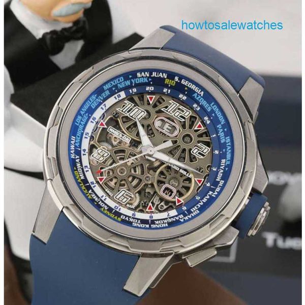 Relógio automático RM Relógio Marca Titanium Rm63-02 Máquinas 47mm Tourbillon Relógio de Pulso