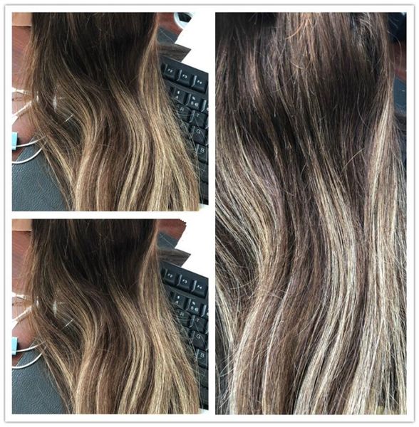 Ombre personalizzate 4x4 chiusura in pizzo capelli umani Balayege colore miscelato colore può abbinare la nostra trama di capelli di colore miscelato pizzo svizzero mano Ma2267285