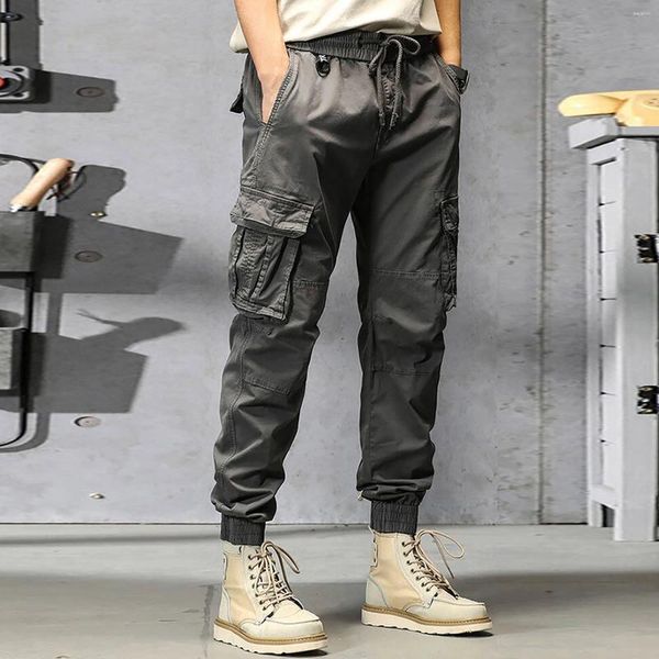 Männer Hosen Mode Herren Baumwolle Plus Größe Tasche Feste Elastische Taille Insgesamt Lange Arbeit Böden Für Jungen Pantalones Hombre