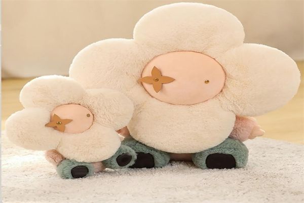 Bambole di peluche Testa del bambino Corpo umano Giocattolo farcito Fiore carino Cuscino Bambini Figura bambola per bambini Ragazze Regalo di compleanno 2211096533973