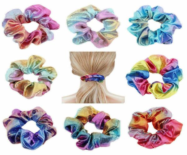 12 colori Tie dye laser Scrunchie Donna Ragazza Elastico per capelli Elastici Accessori Donna Cravatta per capelli Anello Corda Porta coda di cavallo Headd8531088