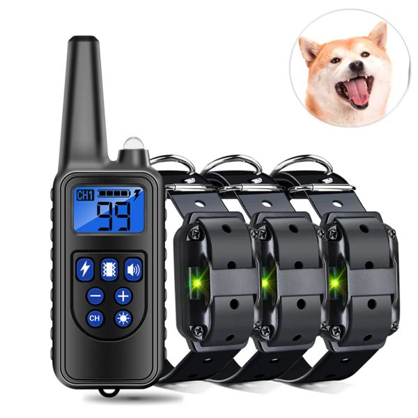 Collari Collare di addestramento per cani da 800 m Dispositivo IP7 Impermeabile Ricaricabile con display LCD per suoni vibranti di tutte le dimensioni