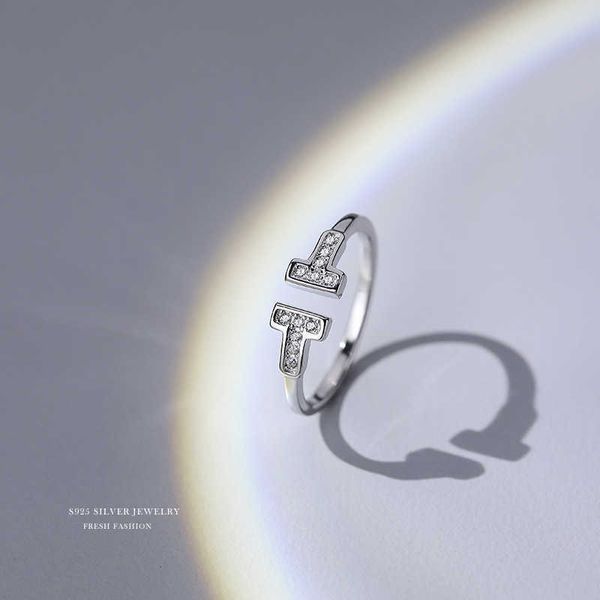 Дизайнерское Yunxiaoshu S925, двойное открытое кольцо из серебра 925 пробы, женское микро-набор из розового золота с цирконом, регулируемый
