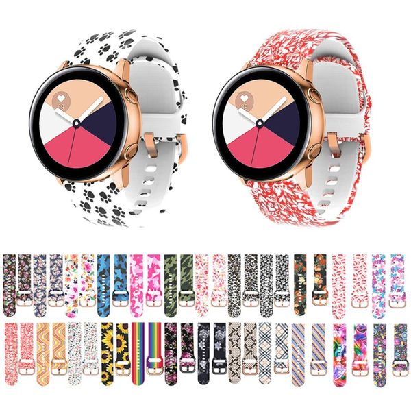 2022 mm Riemen, Blumen-Leopardenkorn, rote Lippen, bedruckt, Silikonarmband für Samsung Galaxy Watch Active 2, Huawei Uhrenarmband G2305656