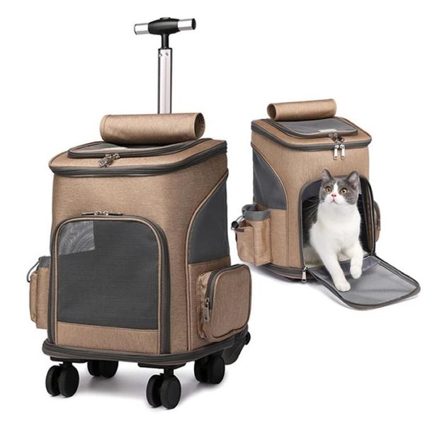 Cão de carro assento cobre pet viagem trolley saco draw bar carrinho portador gato mochila gaiola ajustável destacável expansível carry263q