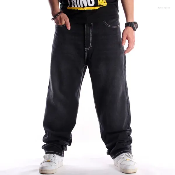 Jeans da uomo in Europa e negli Stati Uniti Street Trend Black Wash Men Hip Hop Dance Pantaloni larghi Plus Fat Size