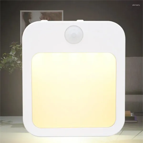 Luzes da noite Yzzkoo Sensor de movimento LED UE Plug Dimmable Armário Luz para Baby Bedside Quarto Corredor Lâmpada Home Iluminação