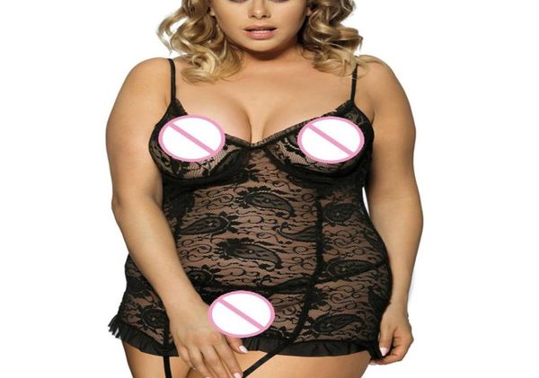 Nachthemd Damen Sexy Plus Size Dessous Babydoll Spaghettiträger Netz Spitzenkleid Damen 039er Damen Lila Nachtwäsche3229456