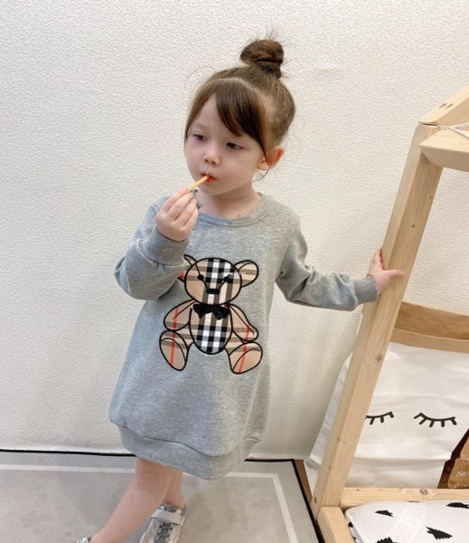 Designer Girls Felpa Dress 2021 moda bambini Orso Appliqued Casual Jumper Bambini Colletto tondo Abito a maniche lunghe A47135092536