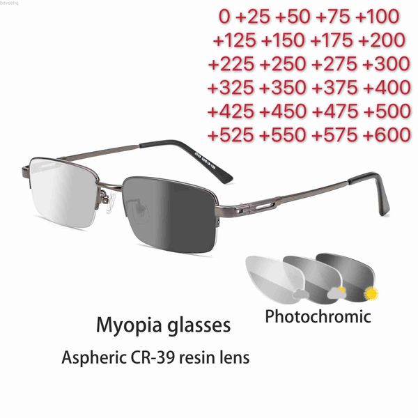 Óculos de sol masculino e feminino óculos de sol fotocromáticos lente camaleão correção de dioptria óculos de miopia +0,5 +0,75 +1,0 +2 a +6,0 ldd240313