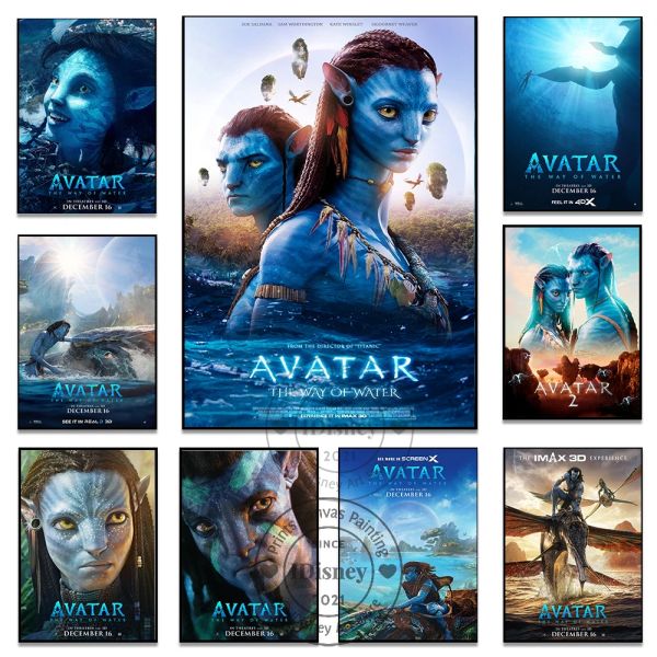 Kalligraphie Avatar 2 Filmplakat 2022 Der Weg des Wassers Drucke auf Leinwand Gemälde Klassischer Fantasy-Film Wandkunst Bild Raumdekoration