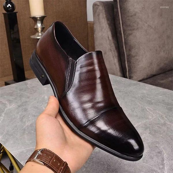 Sapatos de vestido Itália estilo deslizamento em negócios casuais para homens homens de couro genuíno homem sapato reunião bx9618