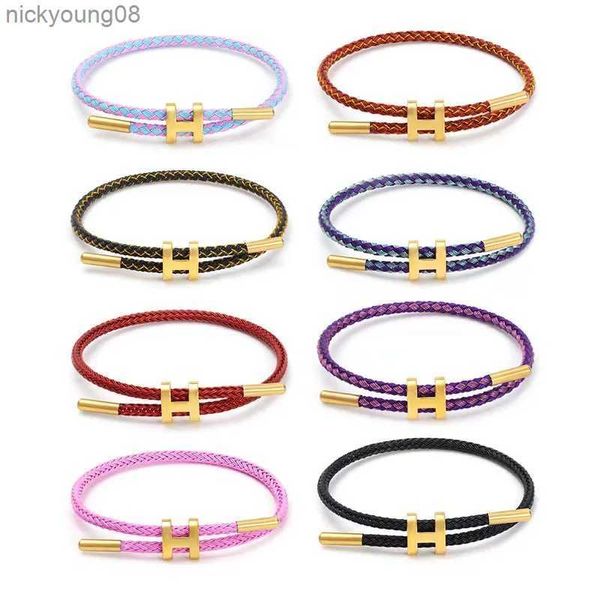 Bangle Luxo Multicolor Charme Pulseira Ajustável Moda Não Fade Fio de Aço Inoxidável Pulseira de Corda À Prova D 'Água para Homens Mulheres JewelryL2403