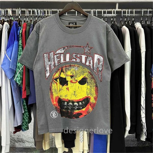 Hellstar Erkek Tişörtler Erkekler Tasarımcı Tişört Lüks Beyaz Siyah Gri Yaz Grafik Sokak Giyim Baskı Büyük Boy Tasarımlar Tee Üstler Kadın Modaya uygun Hip Hop Rap T-Shirts