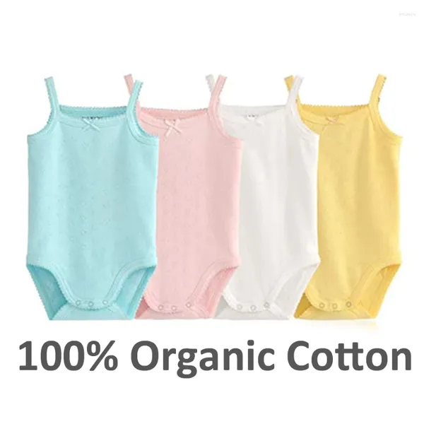 Bebek Bebek Bodysuits Born Girls için Bodysuits Çocuklar Pamuklu Kolsuz Yürümeye başlayan çocuklar Yaz Playsuits Beyaz Giysiler Kıyafet 2024