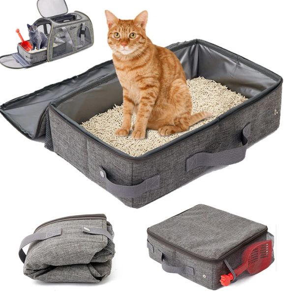 Caixas de areia para gatos, ao ar livre, dobrável, à prova d'água, bandeja para banheiro, carro, pet, maca de gato, portátil, viagem, caixa de areia para gatos, suprimentos para animais de estimação