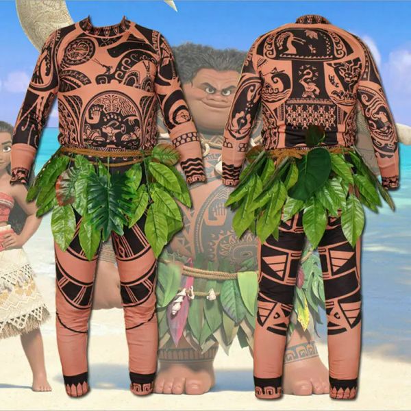 Makineler moana maui dövme tişört/pantolon cadılar bayramı yetişkin erkekler kadın cosplay kostümleri yapraklı dekor blavatn cadılar bayramı yetişkin cosplay