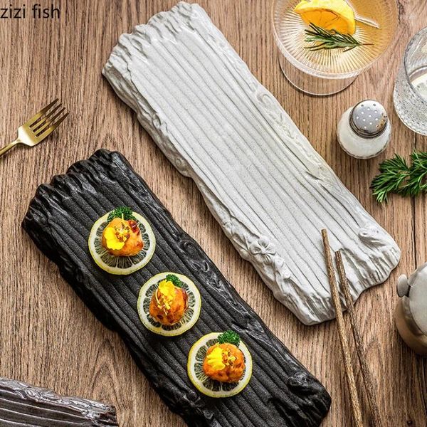 Pratos de cerâmica tira prato de jantar sushi sobremesa dim sum prato sashimi ocidental bife lanche bandejas pratos de frutas