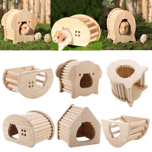 Käfige Hamster Holz Kletterleiter Haus niedliche Form kleine Tiere Haustier Höhle Versteck für Mini-Rennmäuse Junior Chipmunks Haustierprodukte