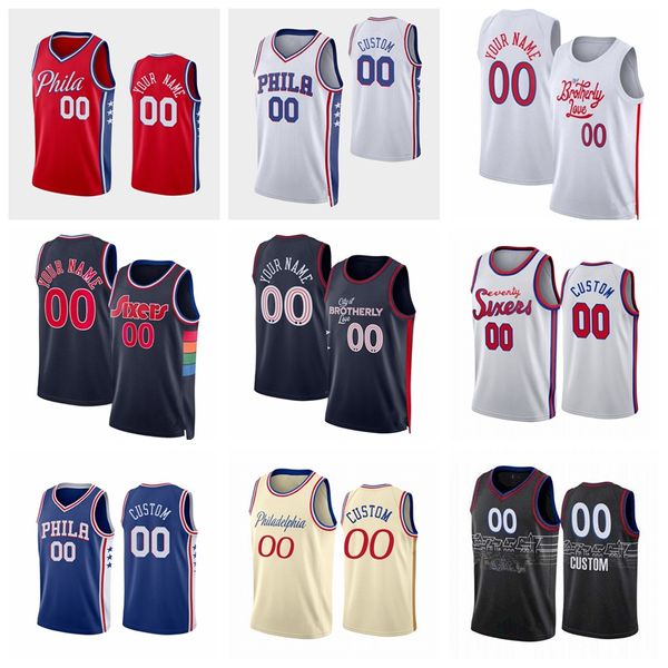 Personalizzato 2023-24 Maglie da basket stampate 0 Tyrese Maxey Jersey Joel Tobias Embiid Harris Jaden Springer Marcus Morris Sr. Nicolas Batum Robert Covington