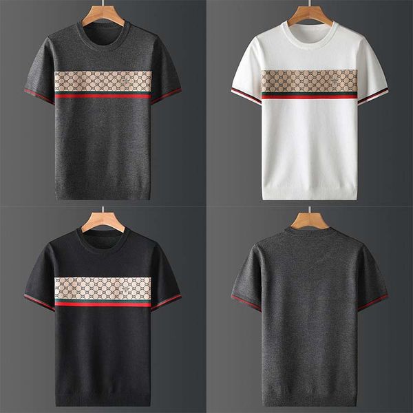 Männer Frauen T Shirts 2024 Plus Größe Herbst Halbarm Pullover Herren Kurzes T-Shirt Biene Jacquard Stickerei Casual Linie Top Große Plus Größe L-5xL