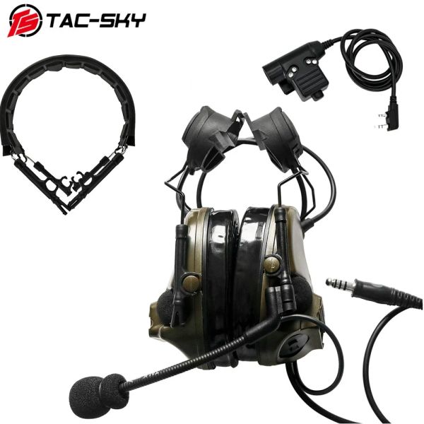 Ohrhörer Tacsky COMTAC III HELTE BRACKET SILICON EARMUFFS HEADSET mit PTT U94 PTT und Tactical Headset Ersatz -Stirnbandbandband